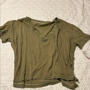 Olive Green Women's V-Neck Top
